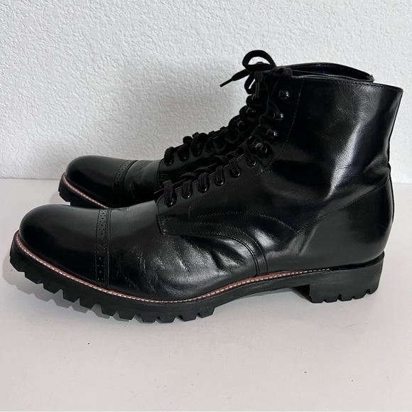 Stacy Adams Madison Cap Toe Black Leather Lace Boots Size 13 - Picture 3 of 15